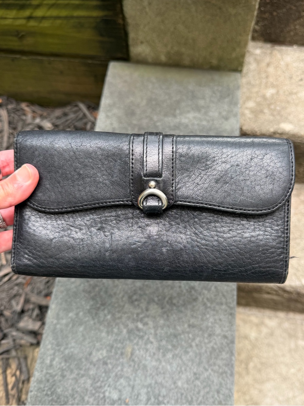 Vintage Kenneth Cole Classic Black Leather Continental Wallet